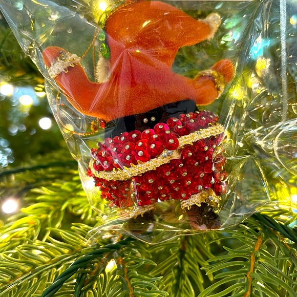 Vintage Sequined Santa Ornament Mid Century - Picture 2 of 4